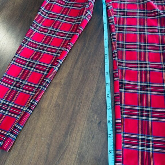 CLEARANCE!  ZARA - Red Tartan/plaid skinny pants, mid-rise - Women's Medium - Picture 8 of 10